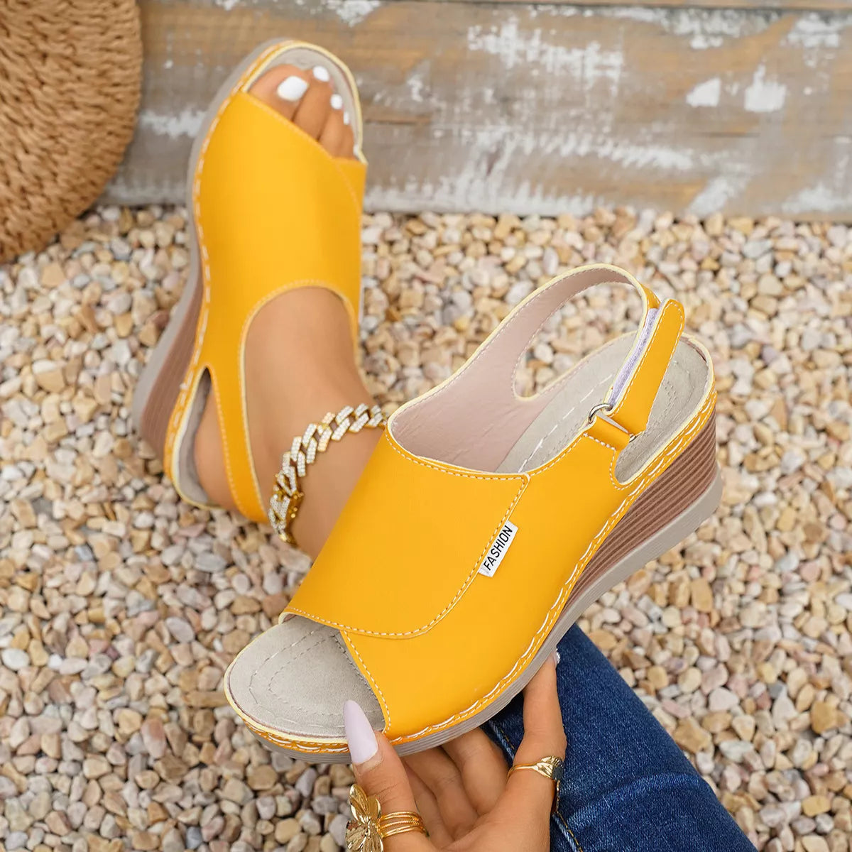 Peep Toe Wedge Sandals