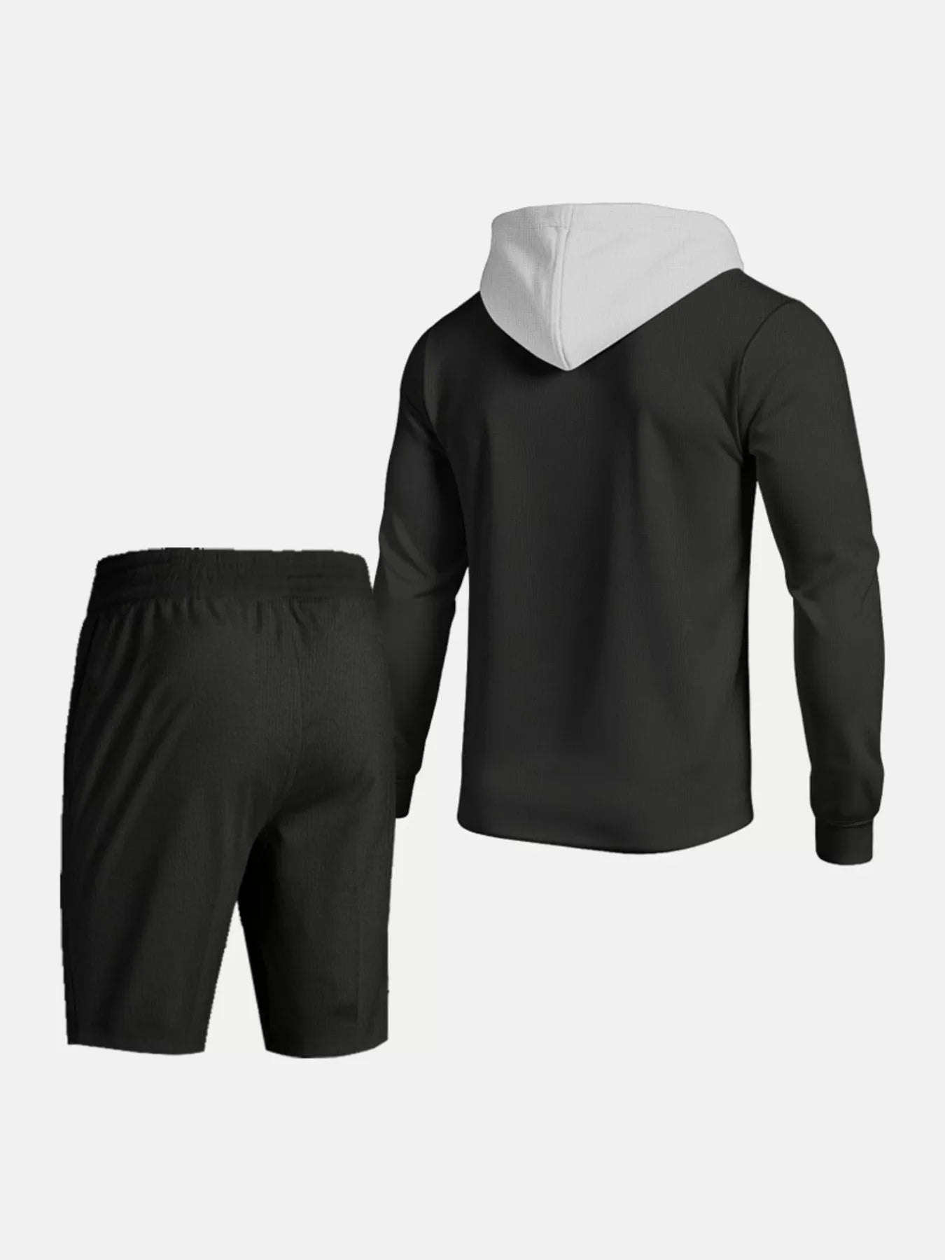Men's Full Size Casual Hooded Button-Up Top and Shorts Set Plus Size