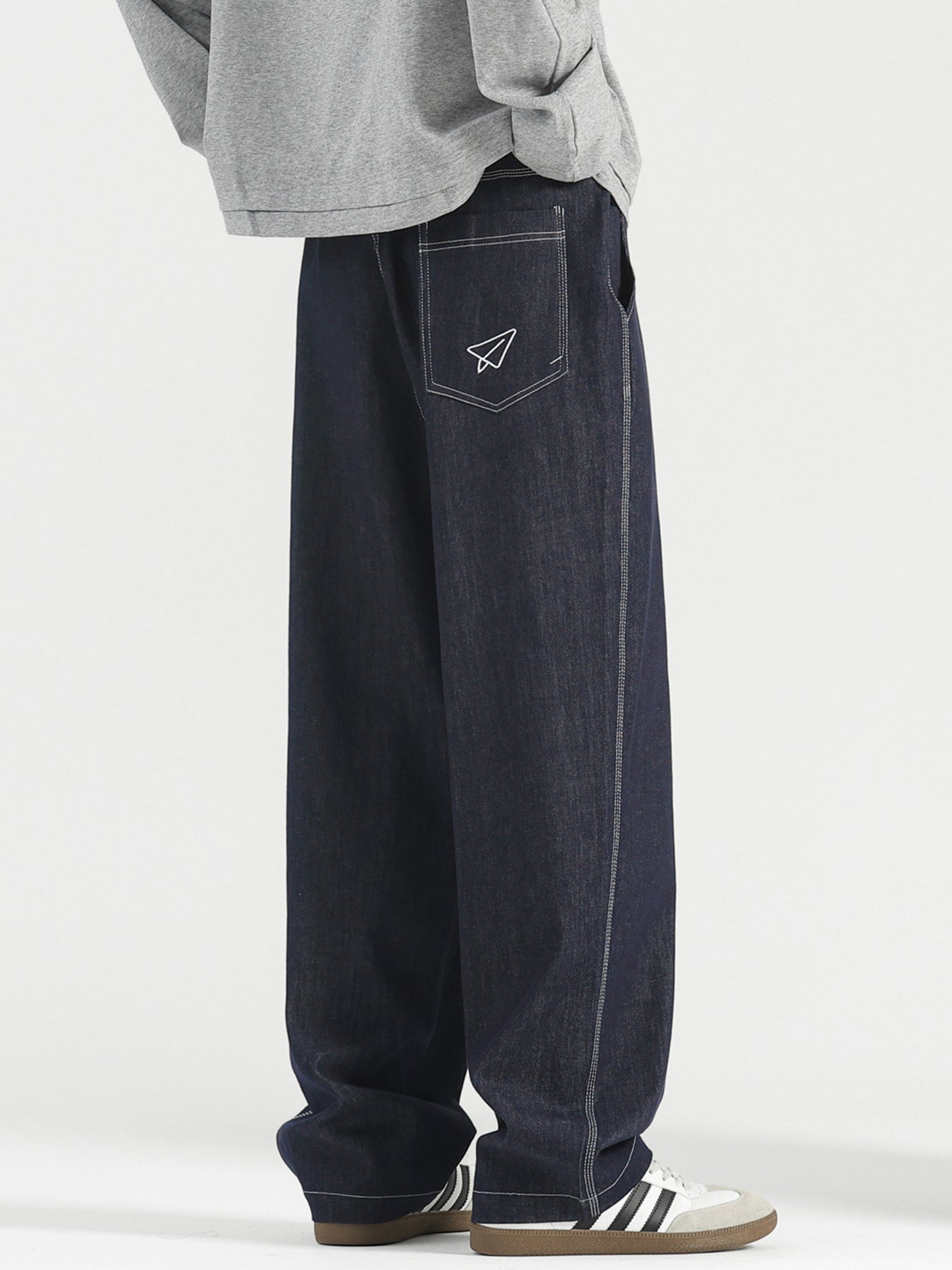 Men's Plus Size Wide Leg Drawstring Jeans