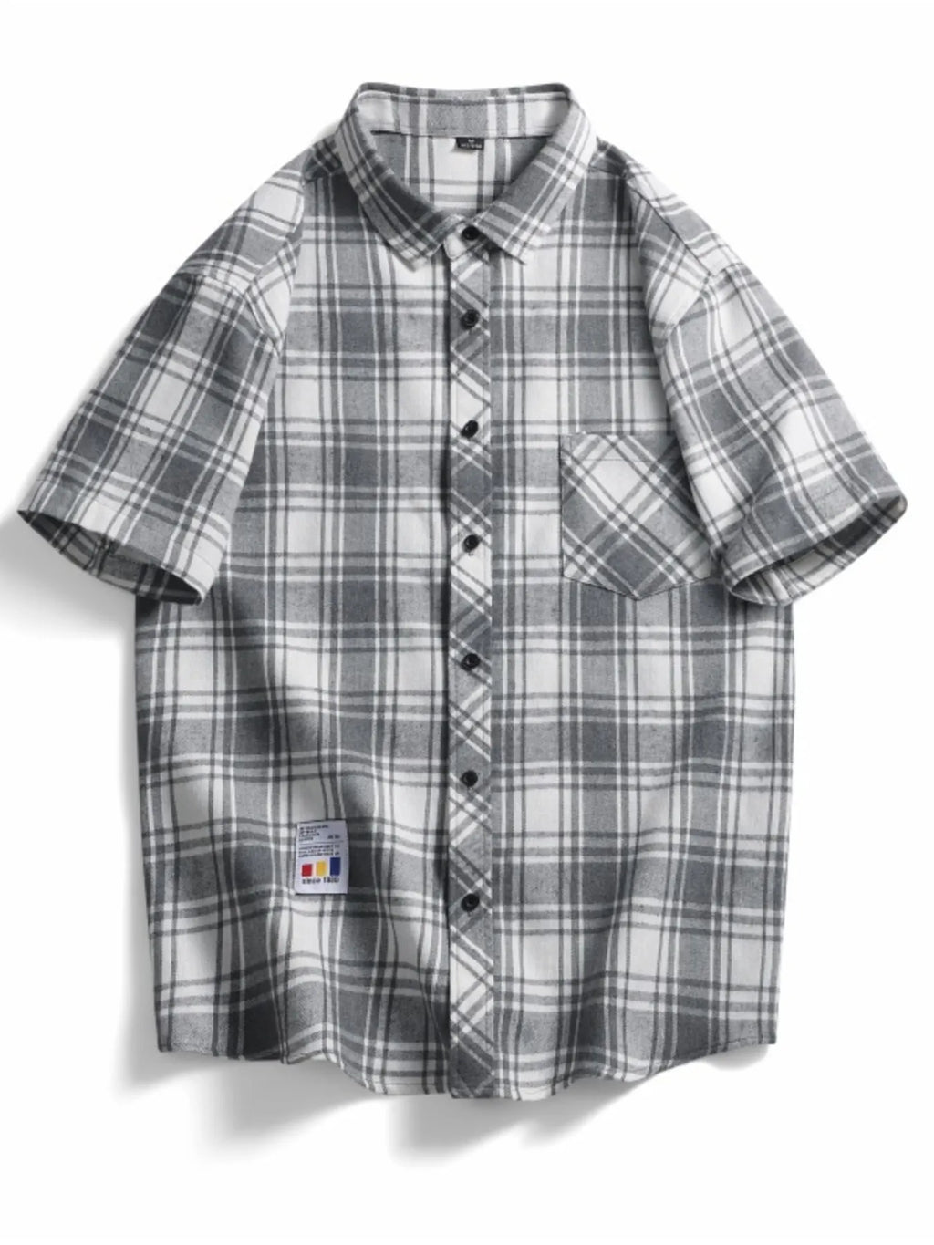Men's Plus Size Casual Plaid Short Sleeve Shirt