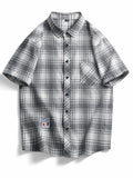 Men's Plus Size Casual Plaid Short Sleeve Shirt