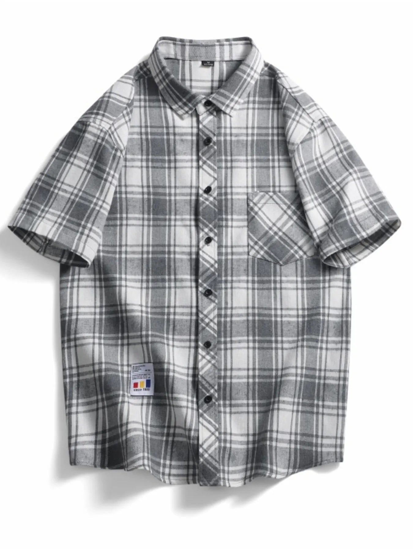 Men's Plus Size Casual Plaid Short Sleeve Shirt