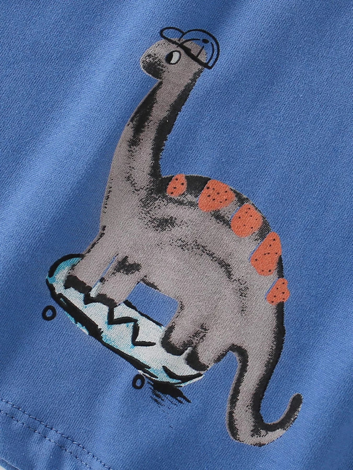 Children's Dinosaur Skateboard Print Crew Neck Short Sleeve T-Shirt