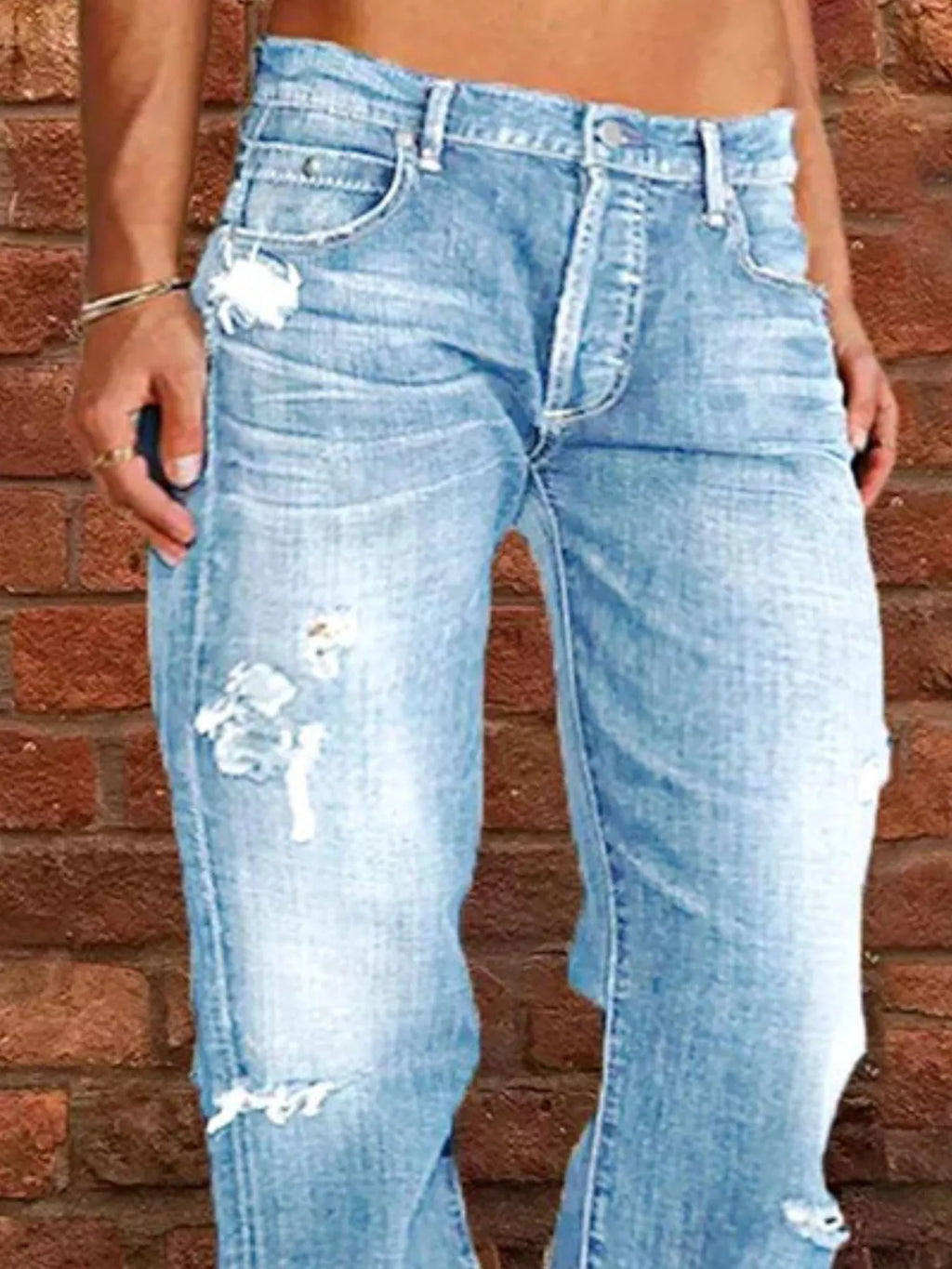 Full Size Distressed Raw Hem Jeans Plus Size
