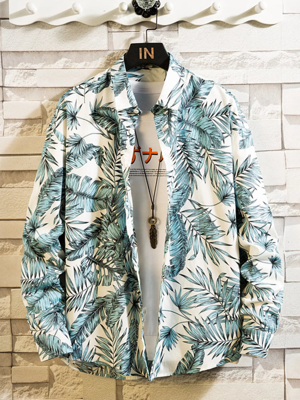 Men's Plus Size Printed Button Up Shirt