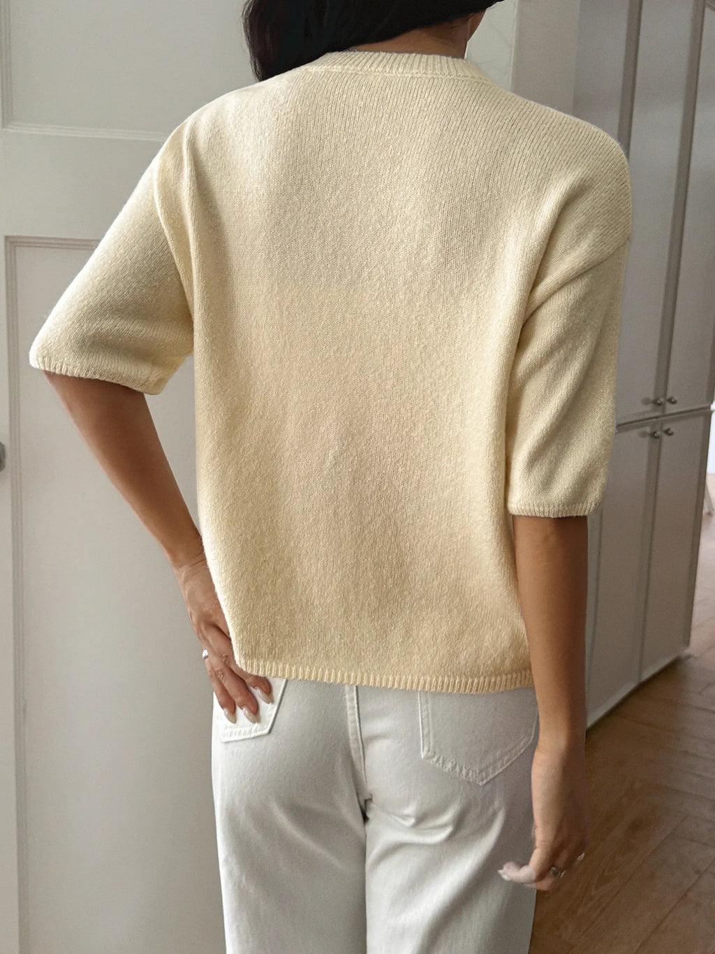 Ribbed Hem Round Neck Sweater