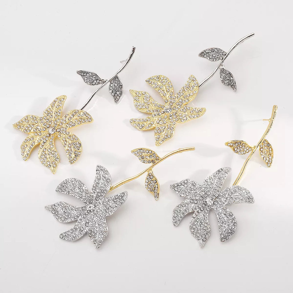 Rhinestone Flower Dangle Earrings