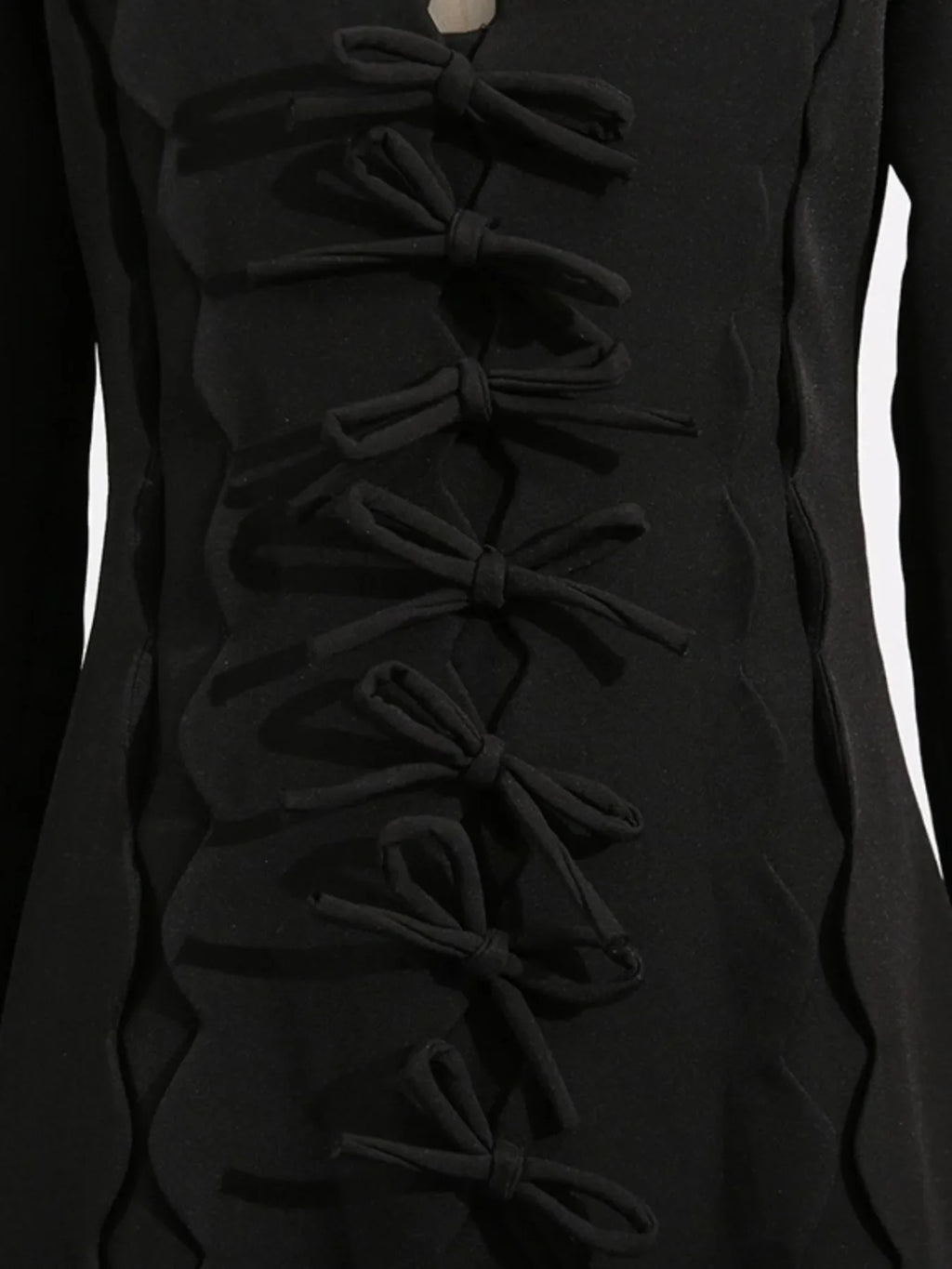 Long Sleeve Bow Front Midi Dress