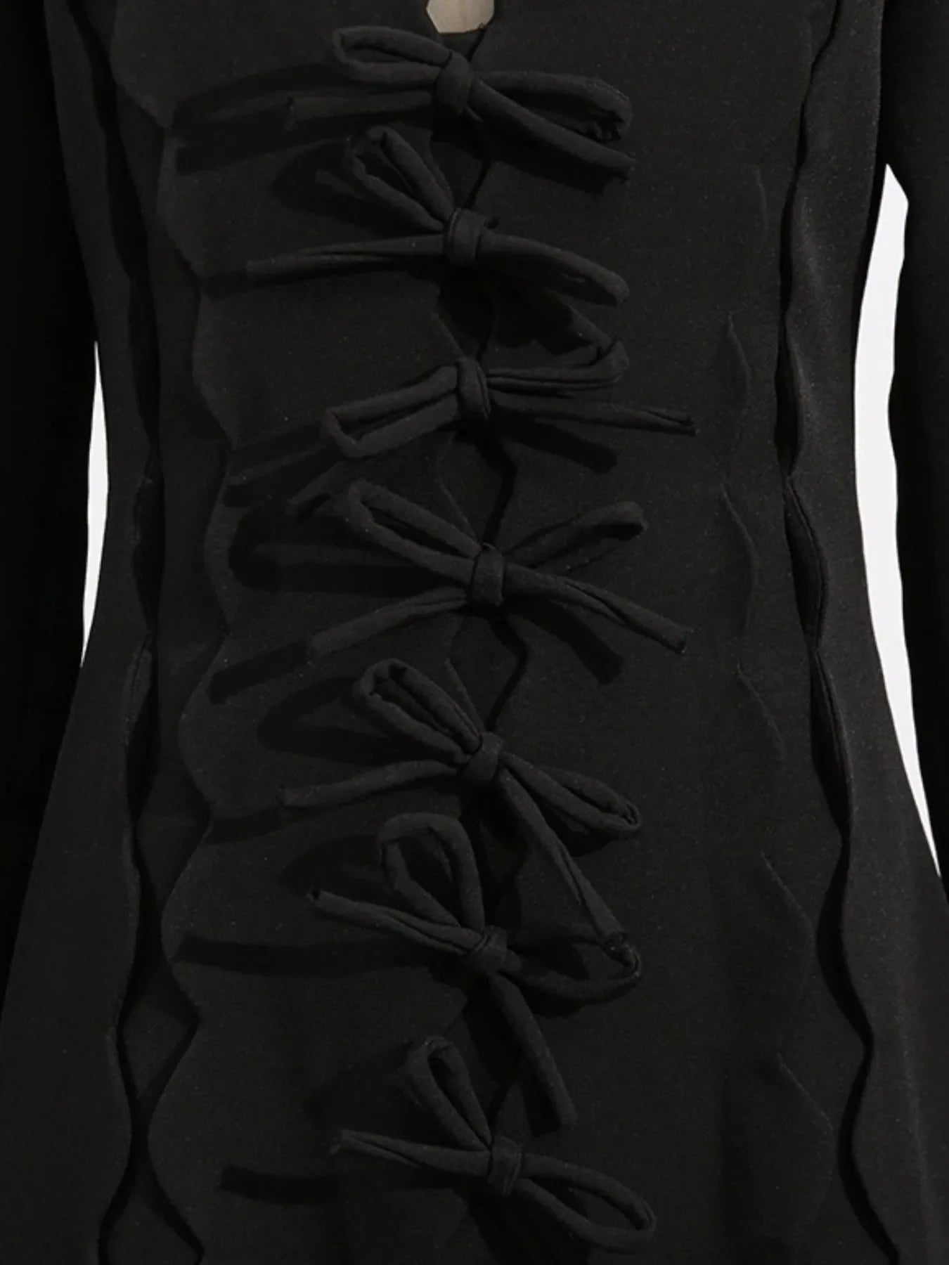 Long Sleeve Bow Front Midi Dress