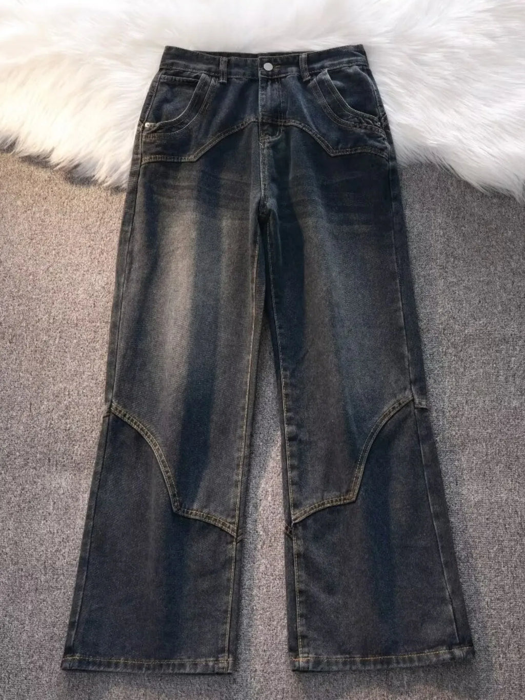 Men's Vintage Wash Wide Leg Jeans