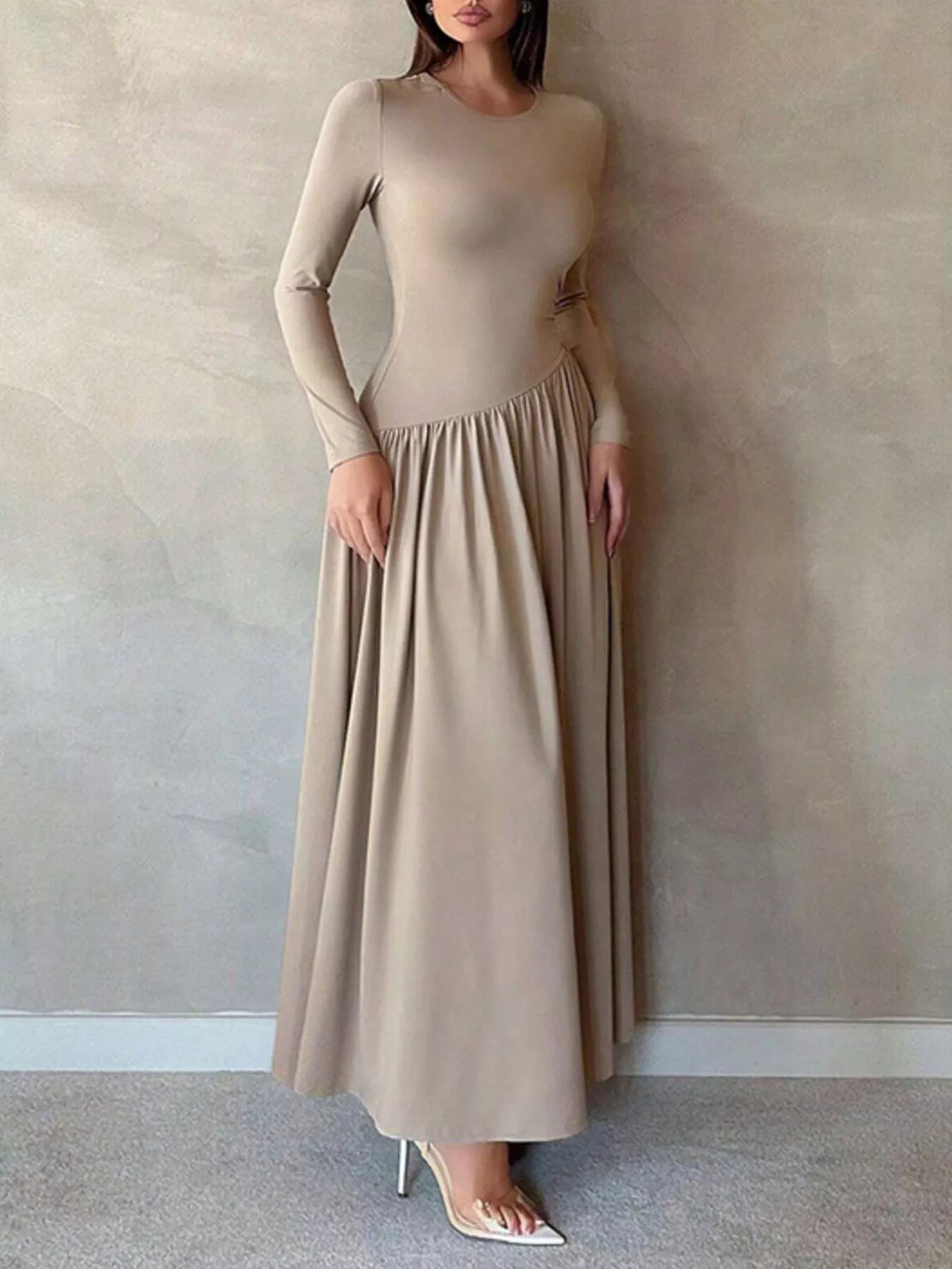 Long Sleeve A-Line Maxi Dress