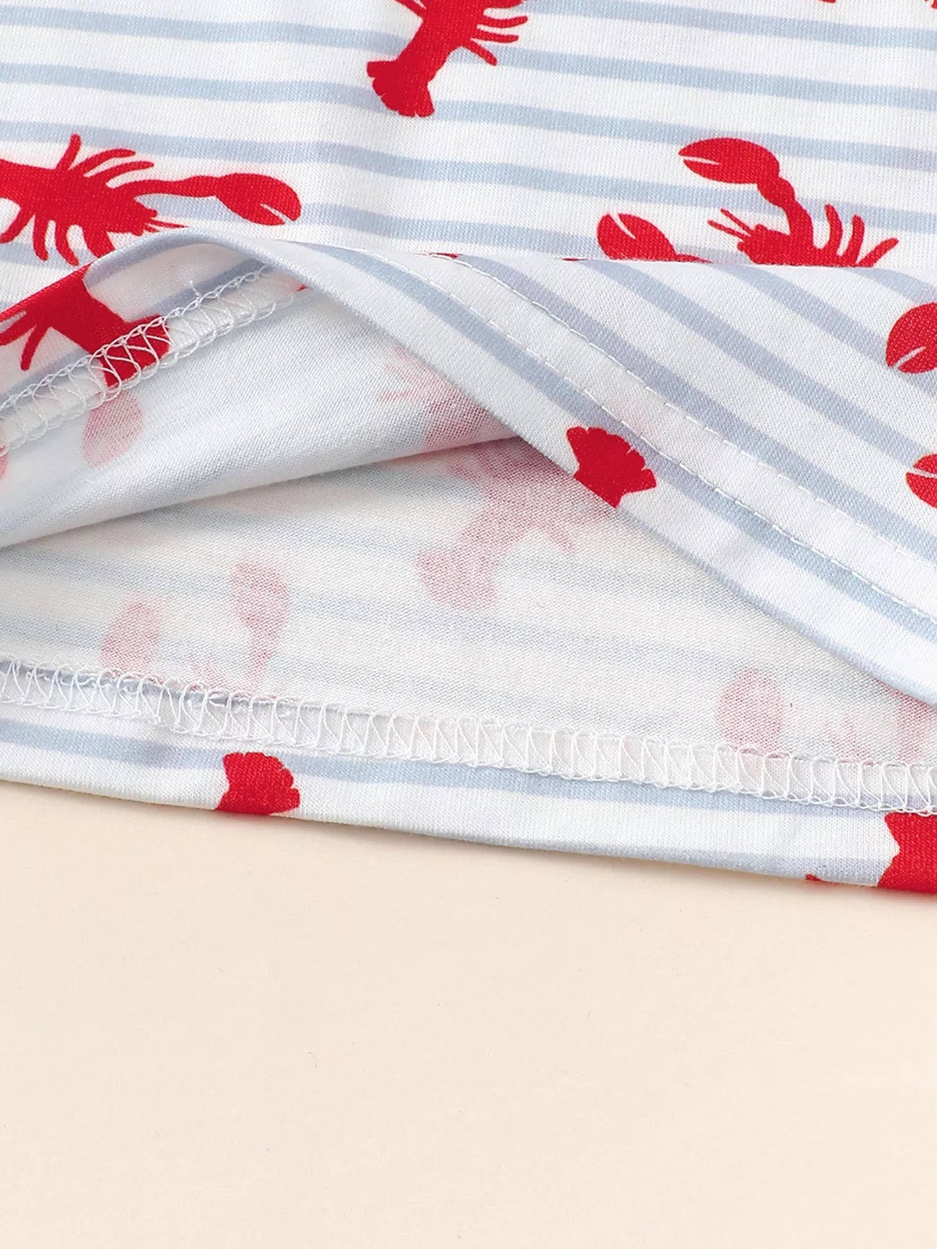 Children's Lobster Print Striped T-shirt and Shorts Set