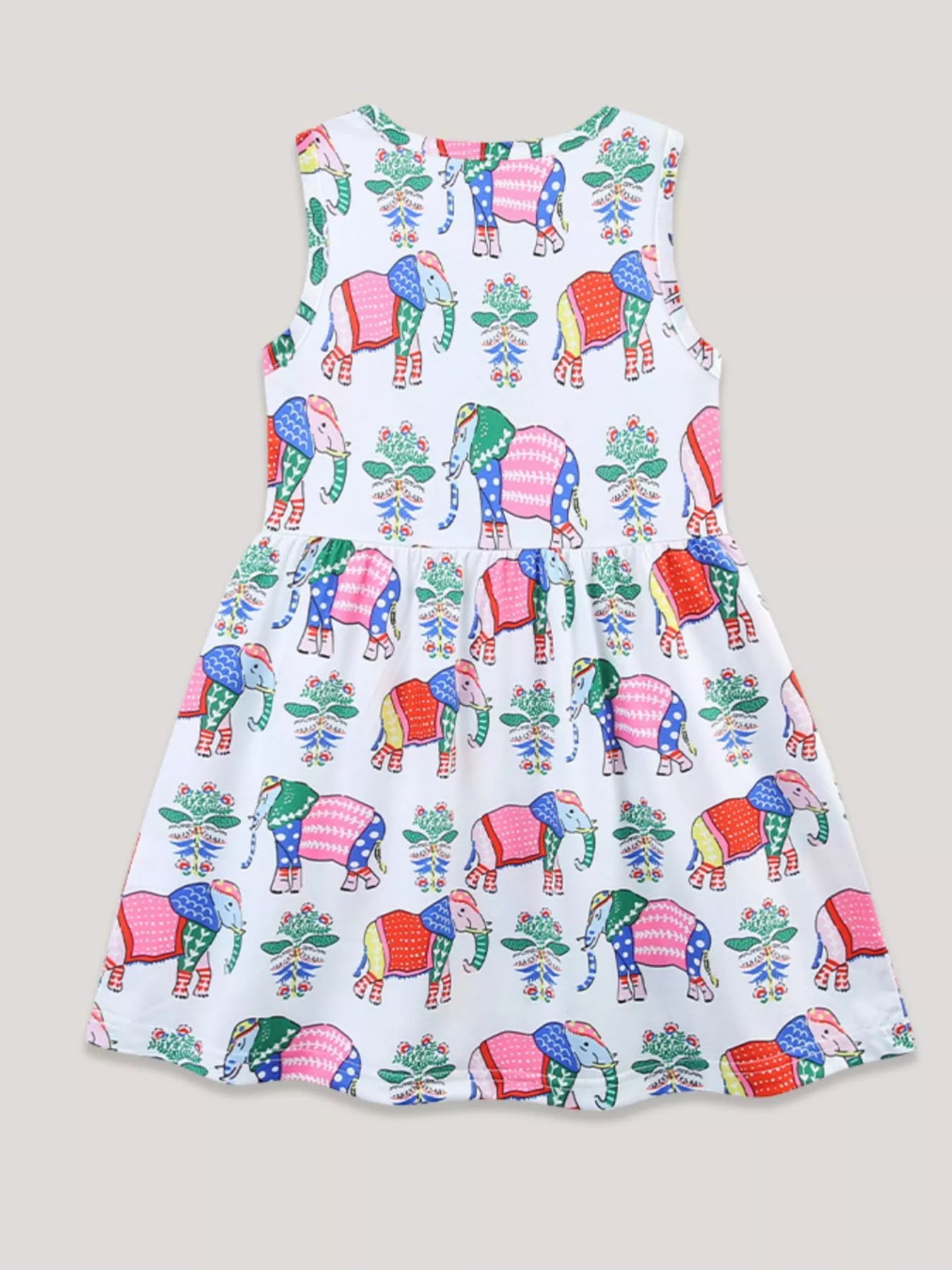 Children's Sleeveless Elephant Print Casual Dress