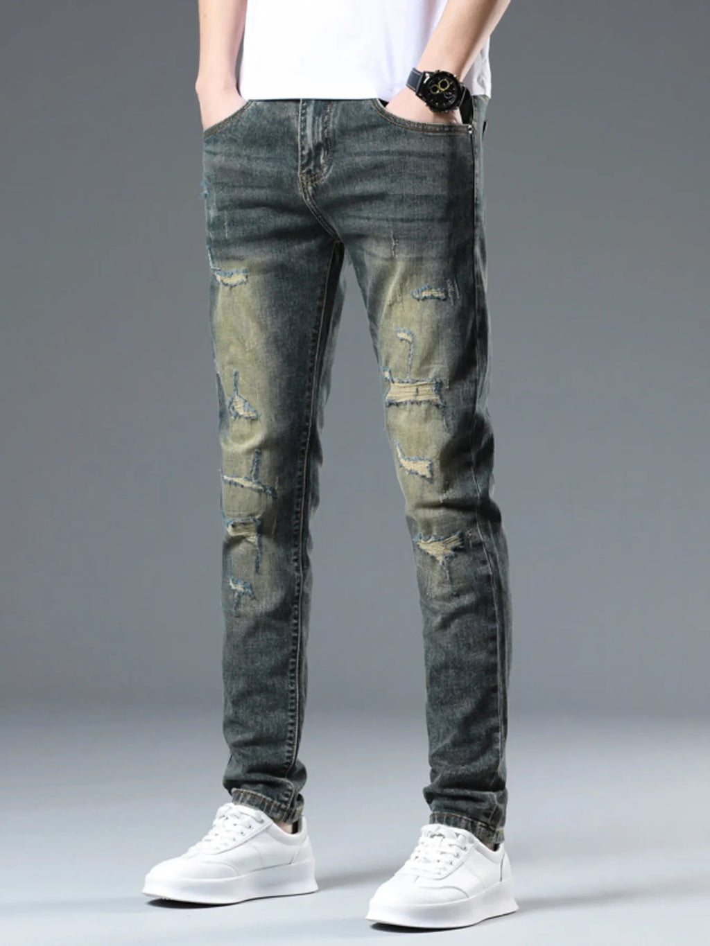 Men's Distressed Slim Fit Jeans