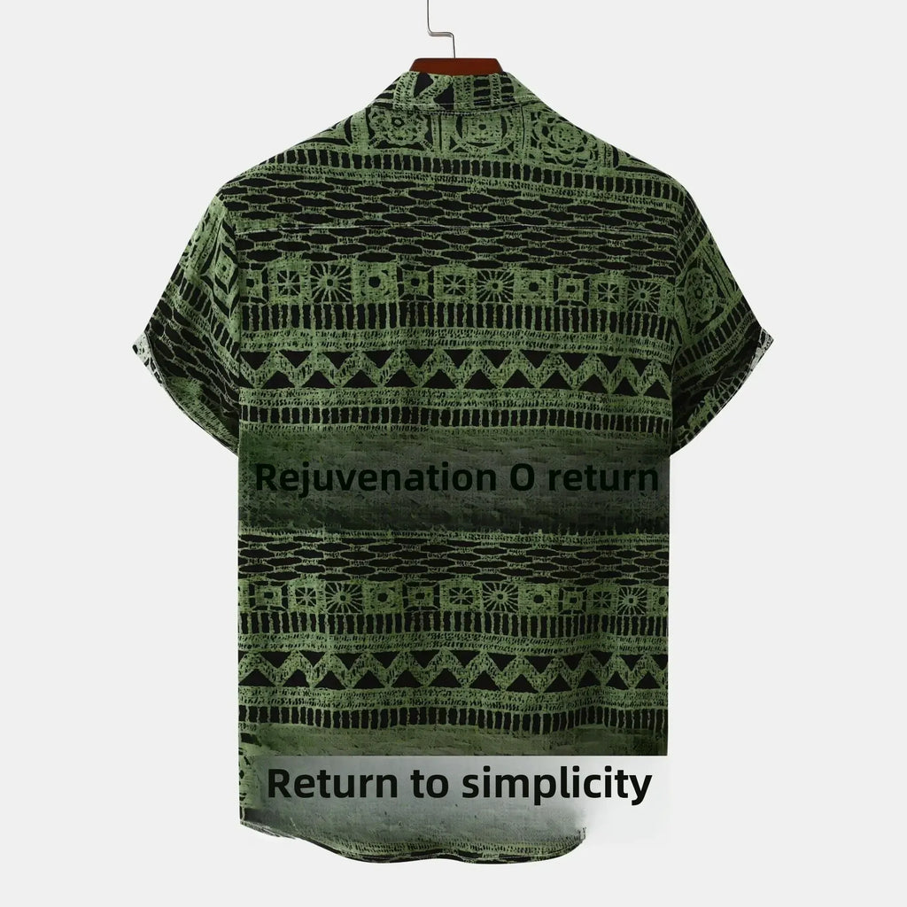 Men's Plus Size Printed Button Up Short Sleeve Shirt