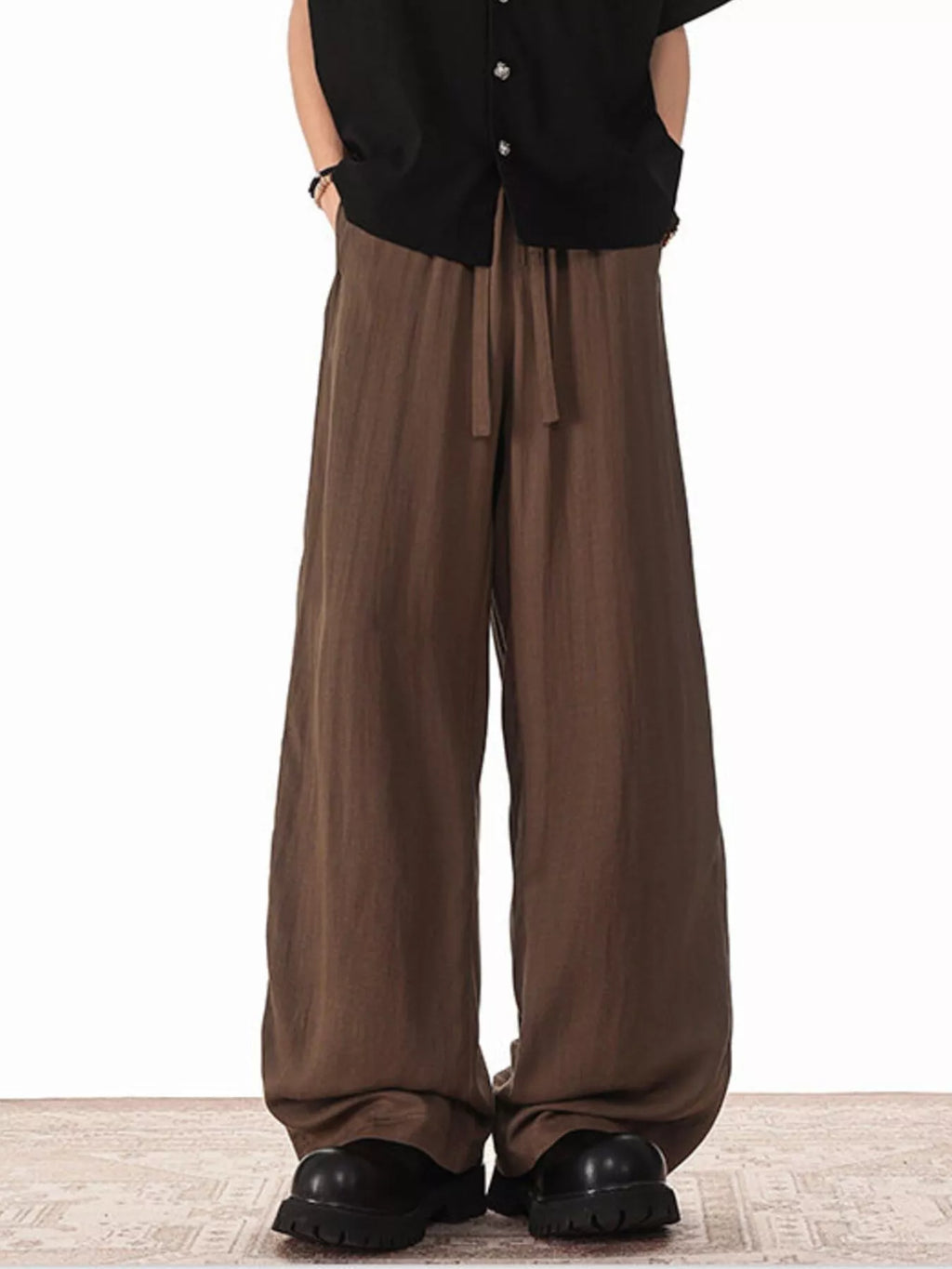 Men's Plus Size Wide Leg Drawstring Pants