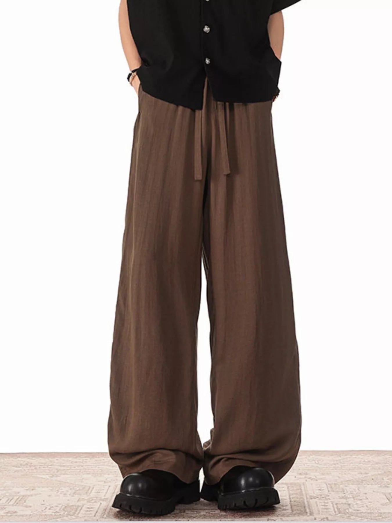 Men's Plus Size Wide Leg Drawstring Pants