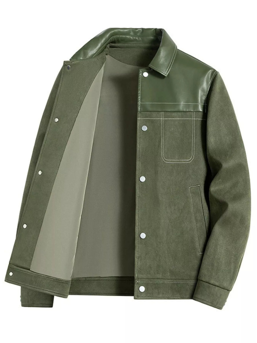 Men's Plus Size Snap Down Long Sleeve Shacket