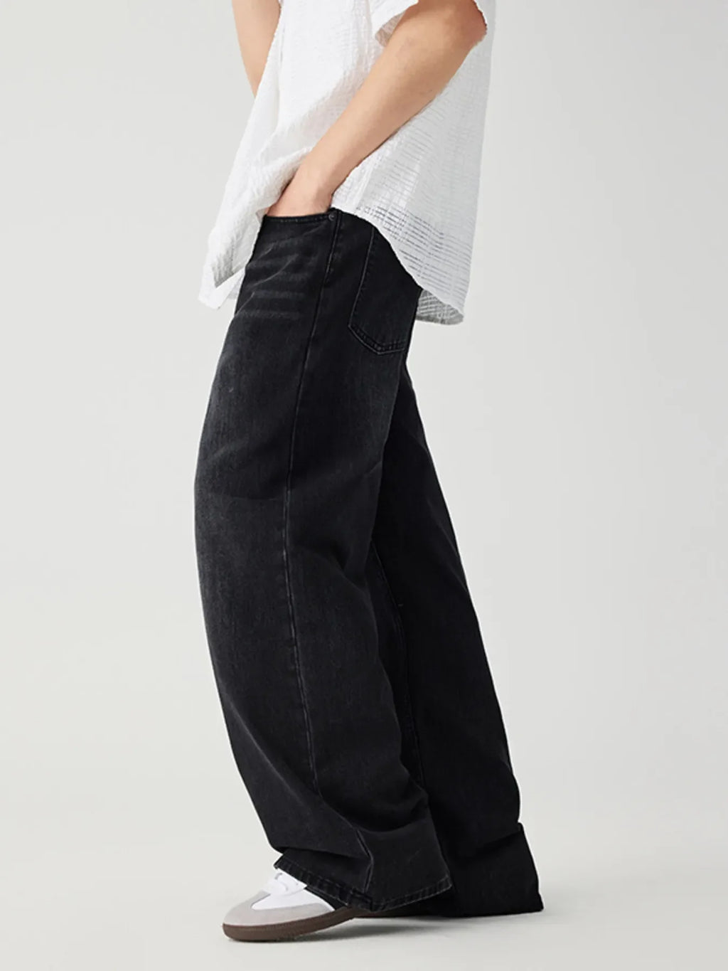 Men's Wide Leg Wash Jeans
