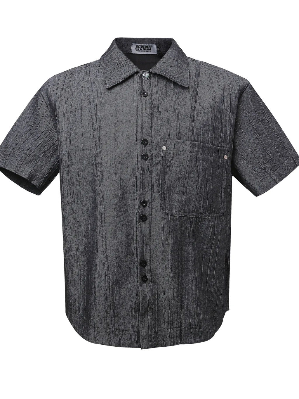 Men's Textured Button-Down Shirt with Front Pocket