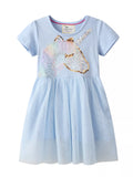 Children's Sequin Round Neck Tulle Dress