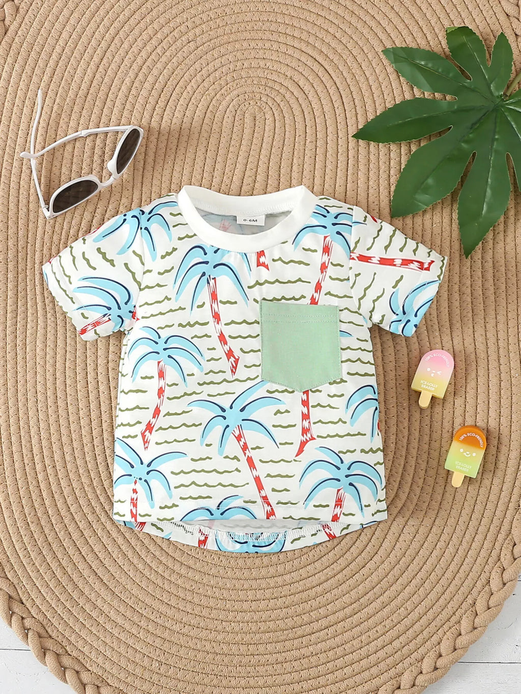 Children's Palm Tree Print T-Shirt and Shorts Set