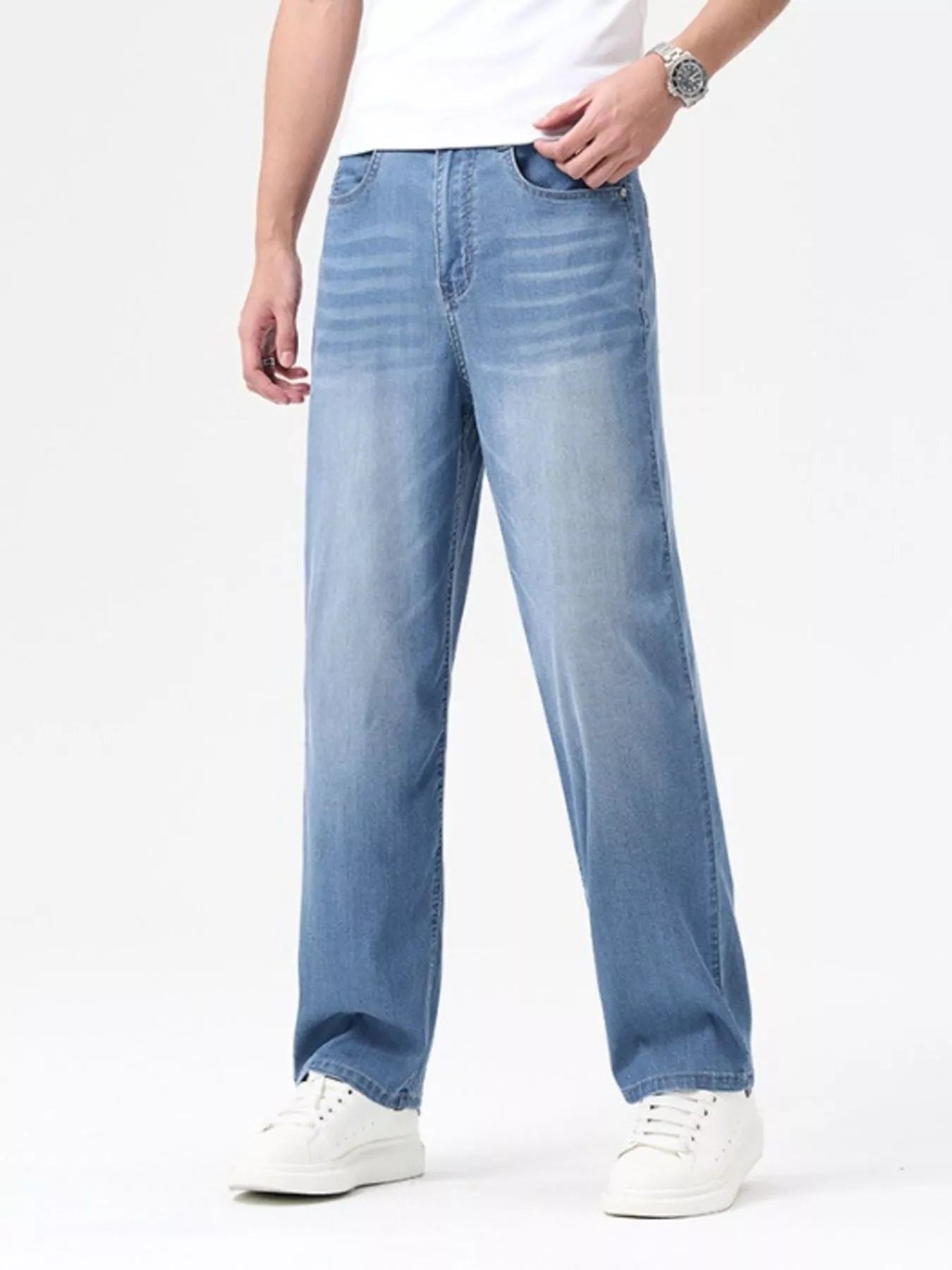 Men's Wash Wide Leg Jeans