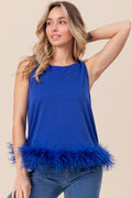 BiBi French Terry Faux Feather Bottom Back Tied Top