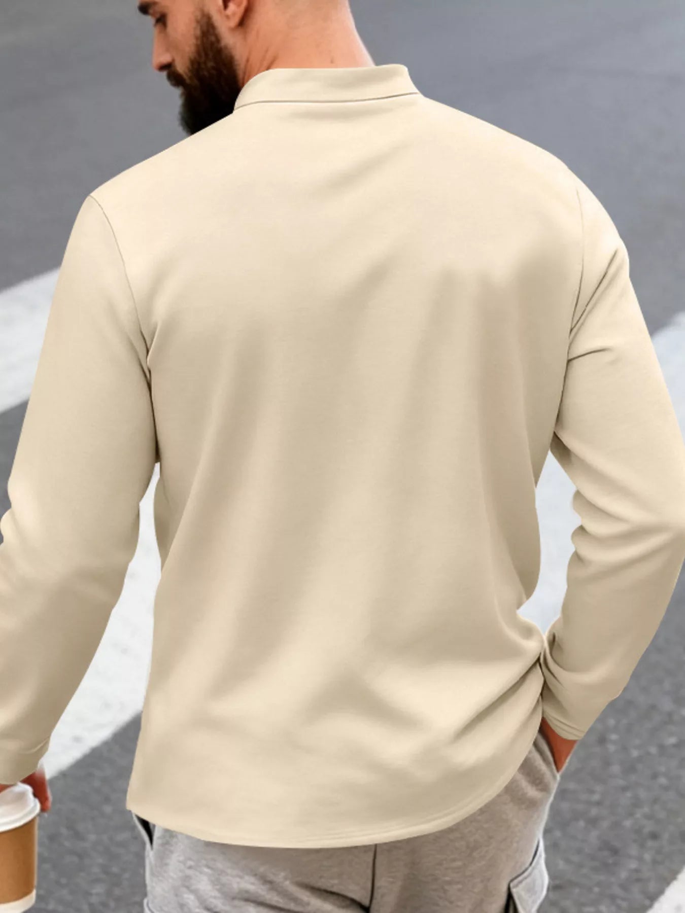 Men's Full Size Button Detail Long Sleeve Shirt Plus Size