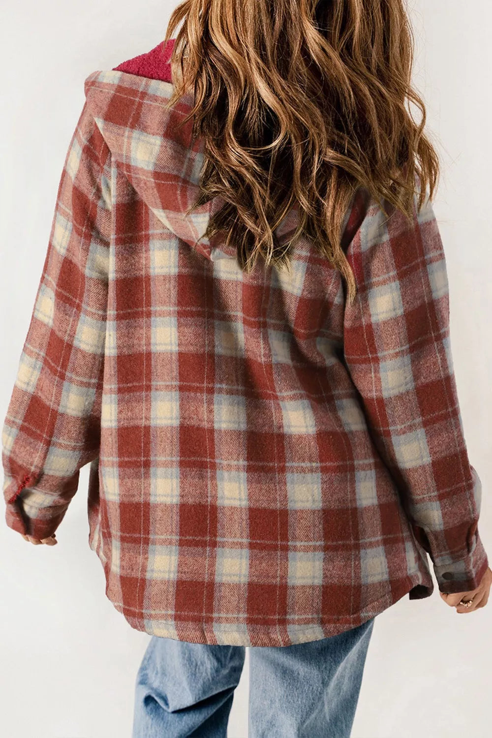 Fleece Lined Plaid Hooded Jacket