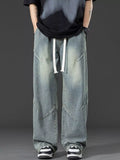 Men's Plus Size Vintage Wash Wide Leg Jeans