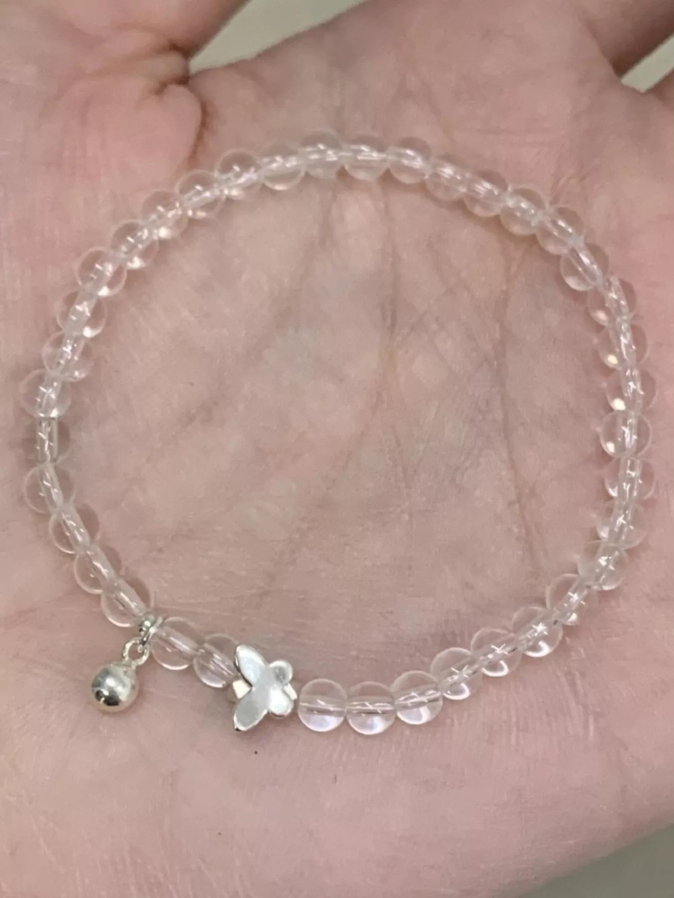 Crystal Beaded Bracelet with Butterfly Charm