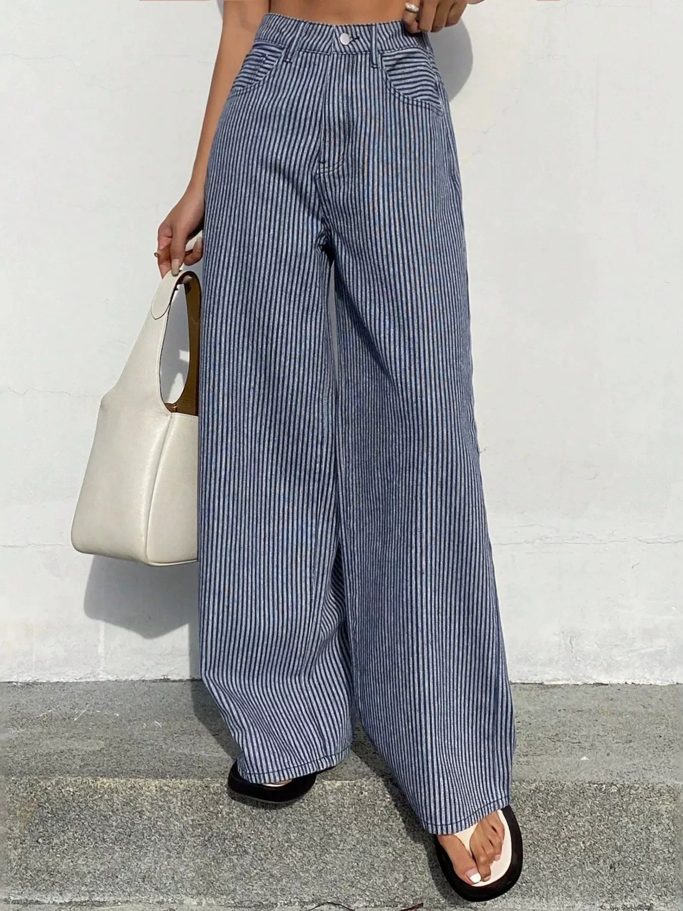 Striped Wide-Leg Jeans