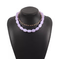 2 Piece Colorful Beaded Chain Necklace