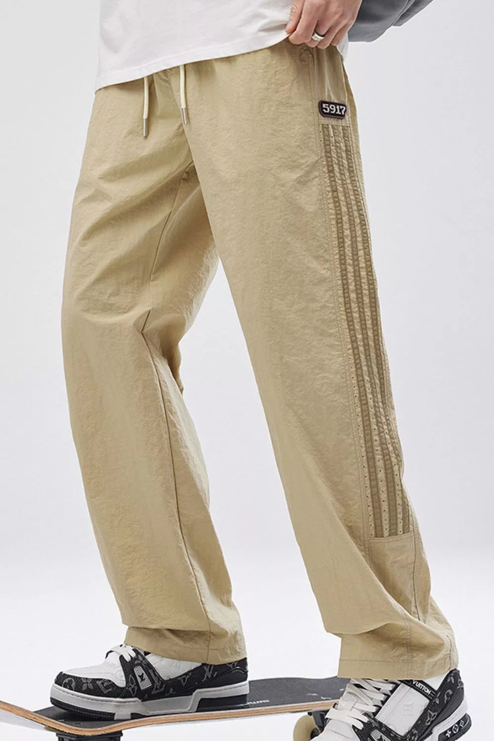 Men's Full Size Casual Loose-Fit Pants with Side Stripes Plus Size