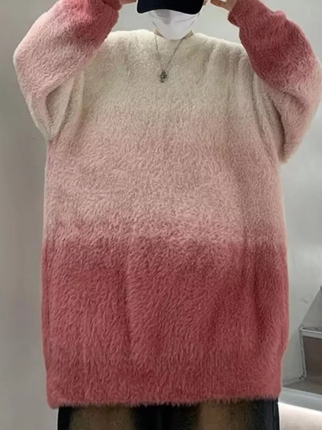 Men's Gradient Fuzzy Knit Pullover Sweater