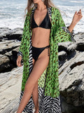 Tropical Leopard Print Kimono Beach Cover-Up