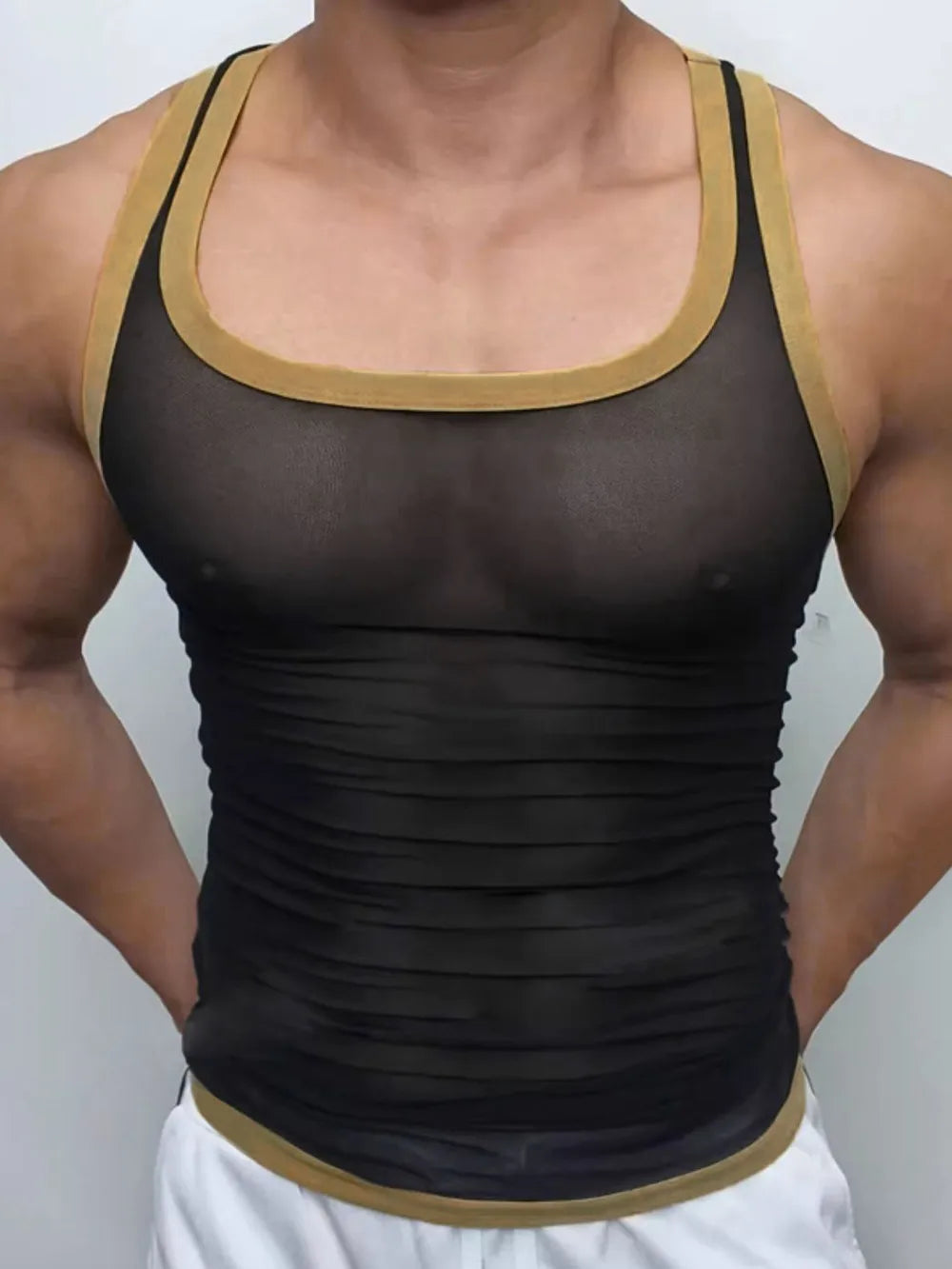 Men's Contrast Trim Wide Strap Tank