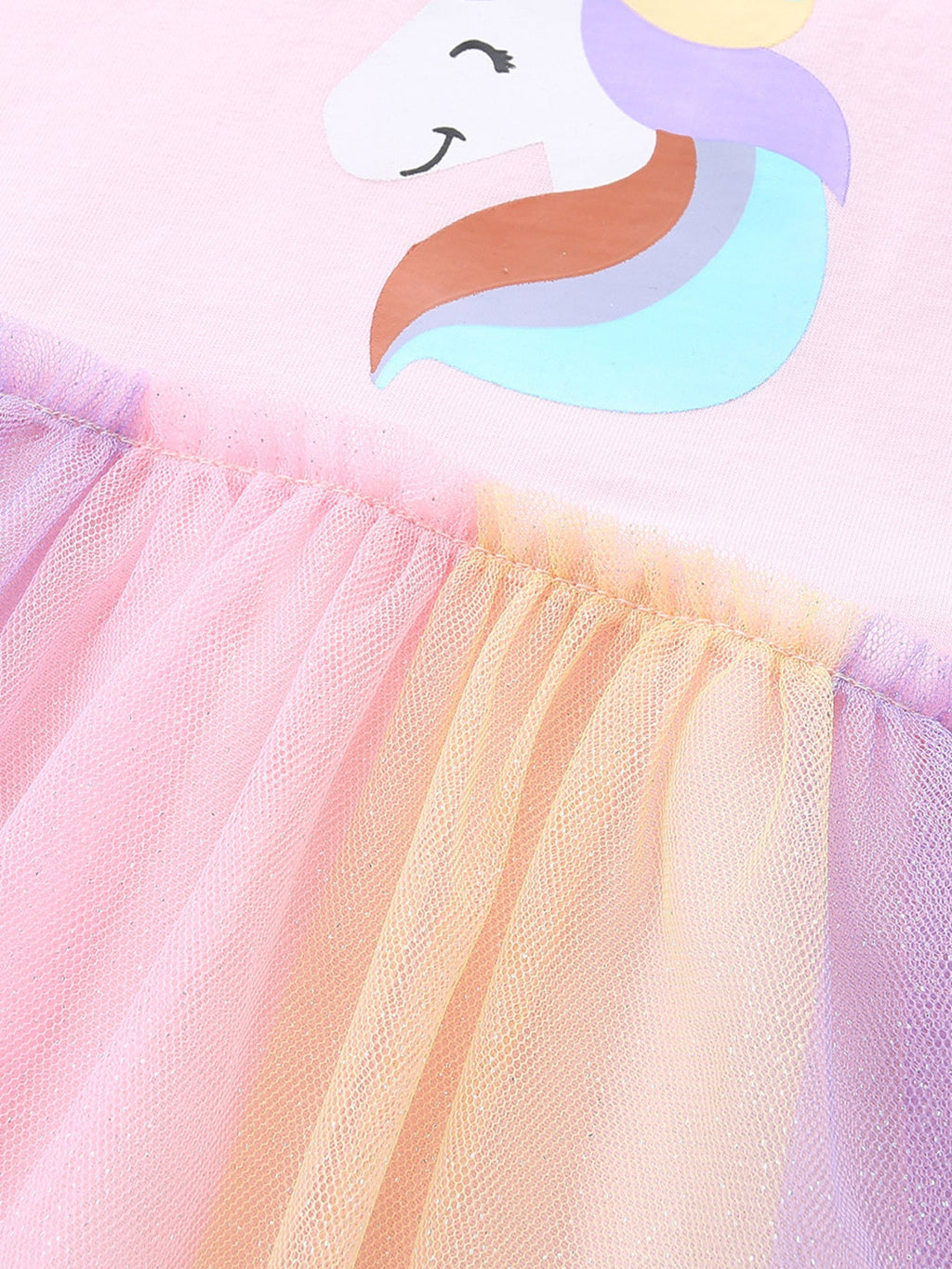 Children's Unicorn Graphic Rainbow Tulle Dress
