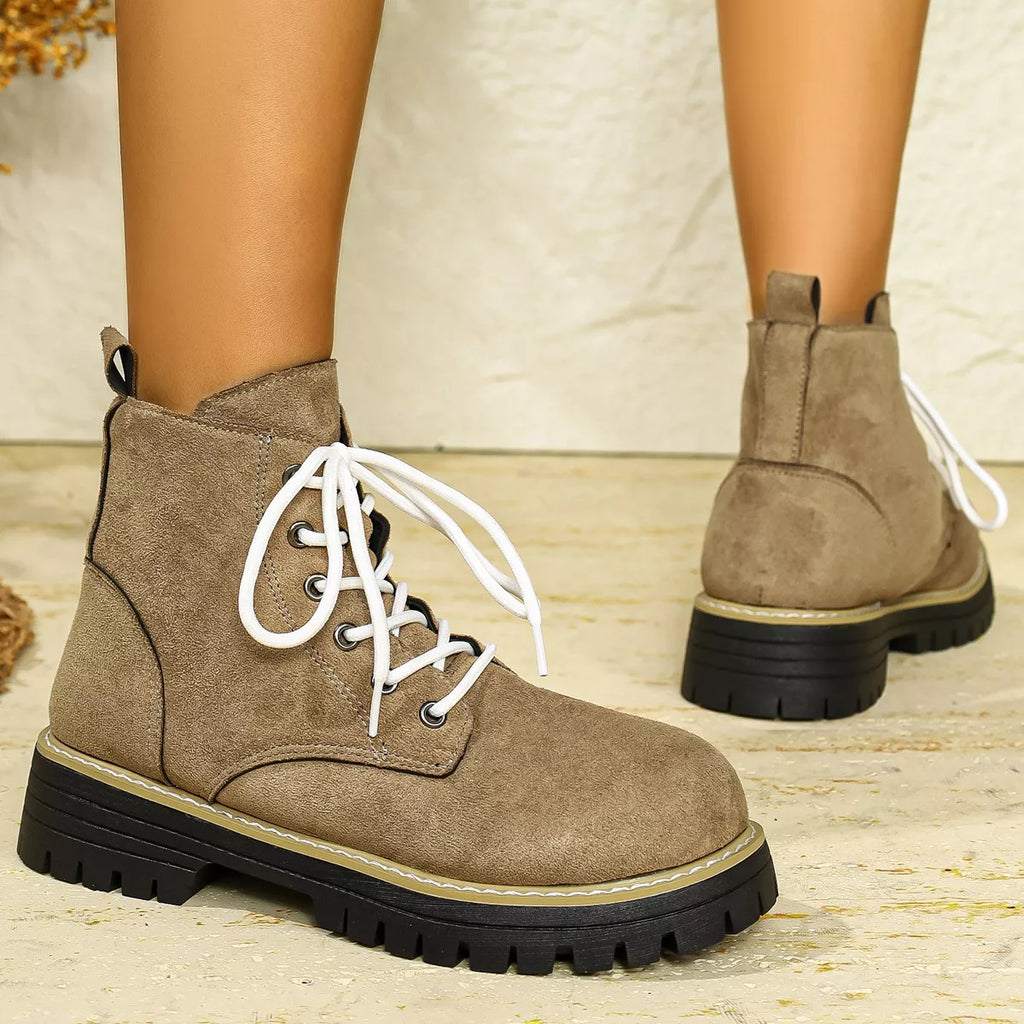 Round Toe Lace Up Boots