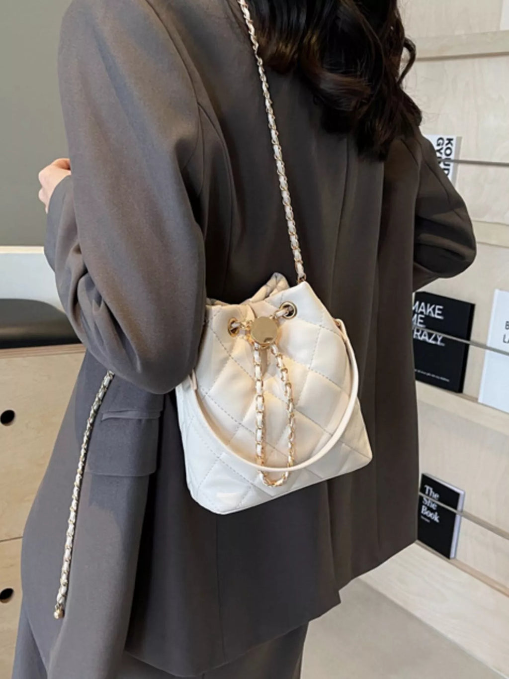 Bucket Crossbody Bag with Chain