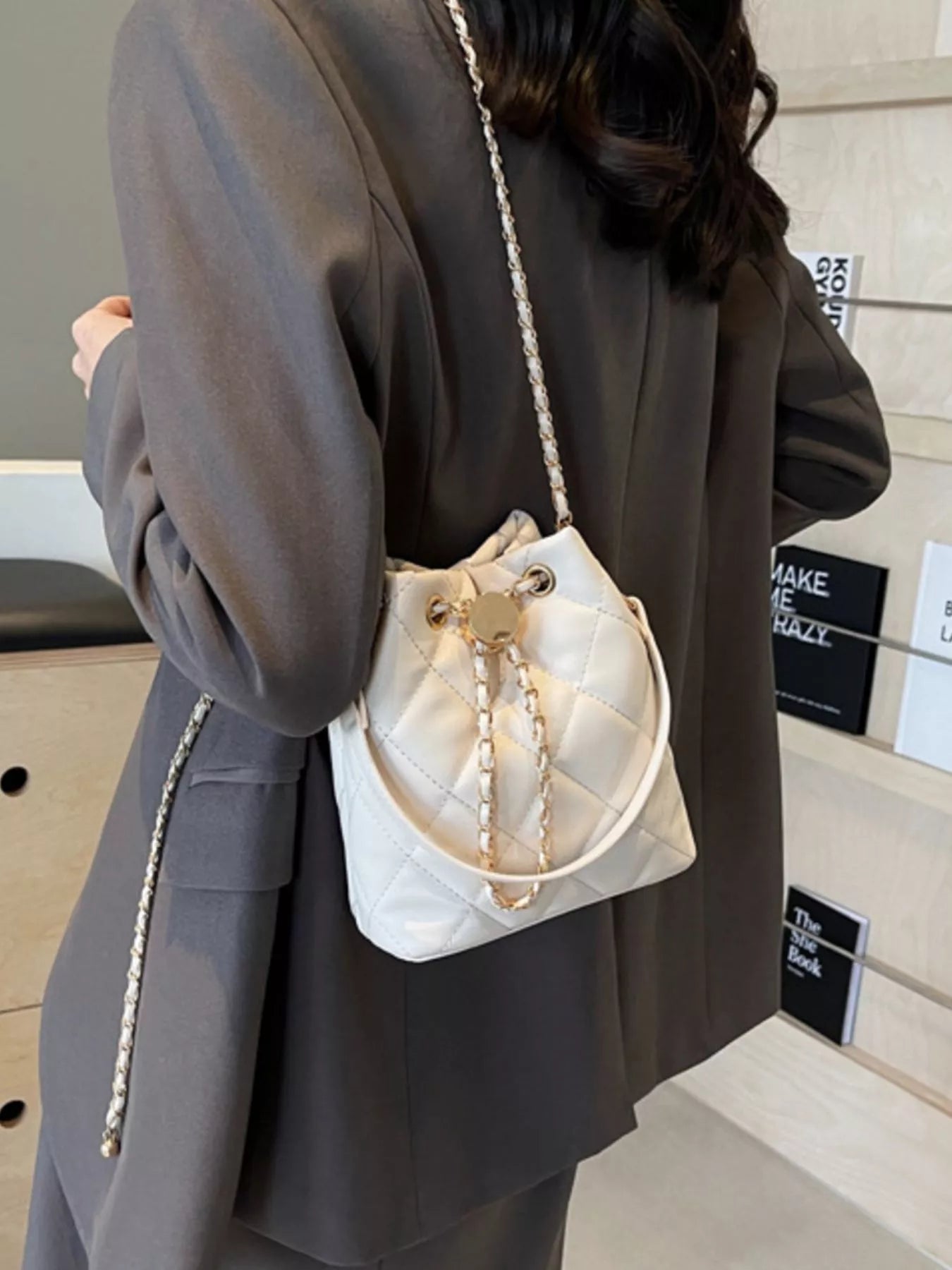 Bucket Crossbody Bag with Chain