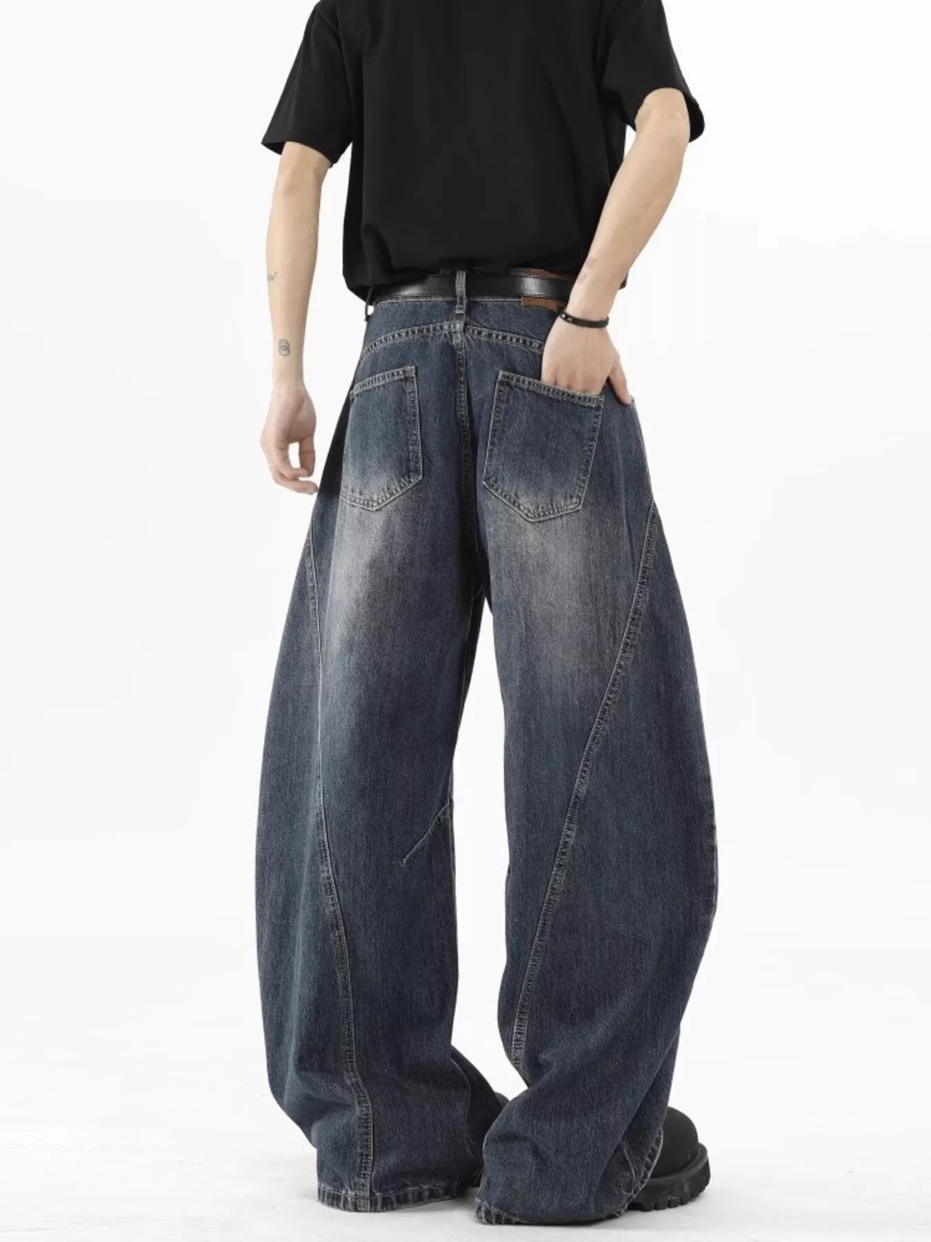 Men's Plus Size Distressed Wide Leg Jeans