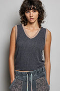 POL V-Neck Contrast Ribbed Sleeveless Tank