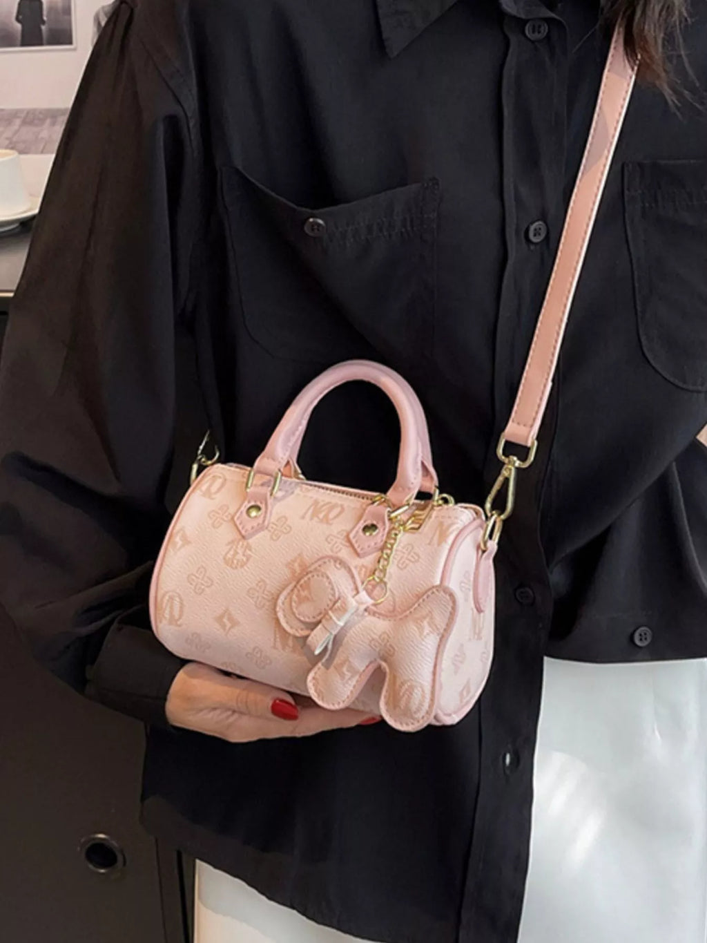 Barrel Crossbody Bag with Charm