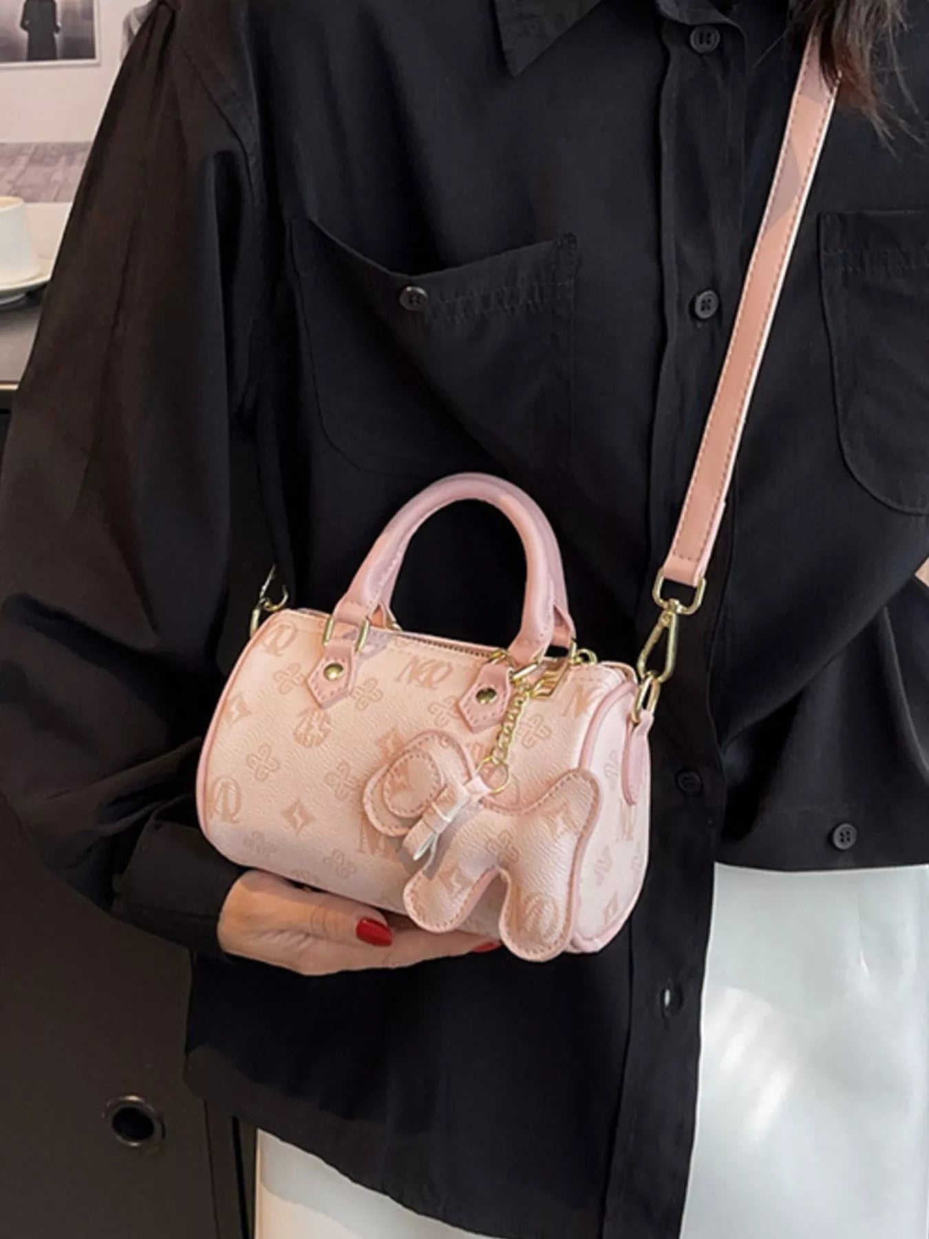 Barrel Crossbody Bag with Charm