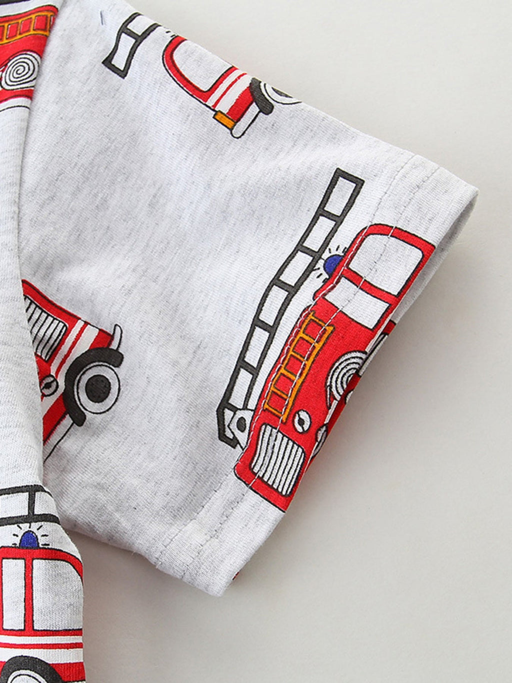 Children's Fire Truck Print Crew Neck T-Shirt