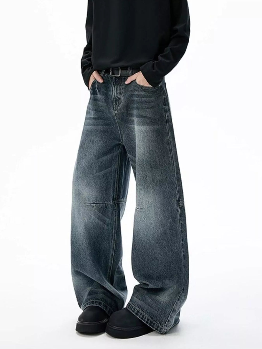 Men's Full Size Washed Wide Leg Jeans Plus Size