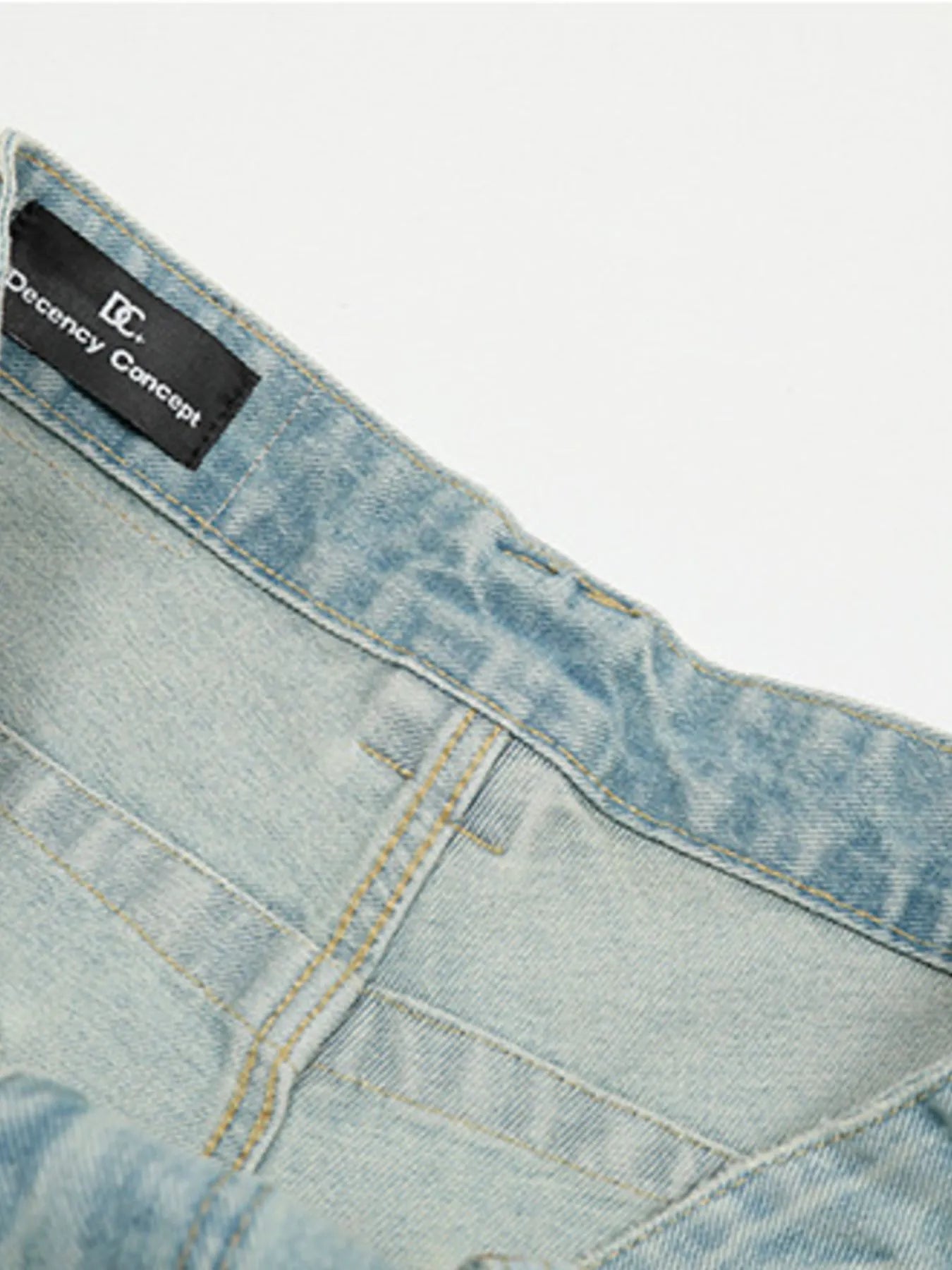 Men's Wash Pleated Wide Leg Jeans