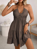 Smocked Halter Neck Tiered Dress